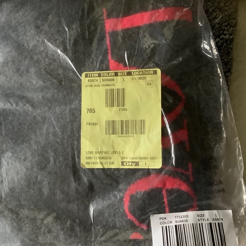 J Crew 100% cashmere Love sweater women’s Large, coal/primrose NWT